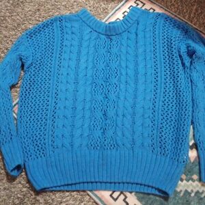💜 3/$15💜Blue Open Knit Crewneck Sweater💜